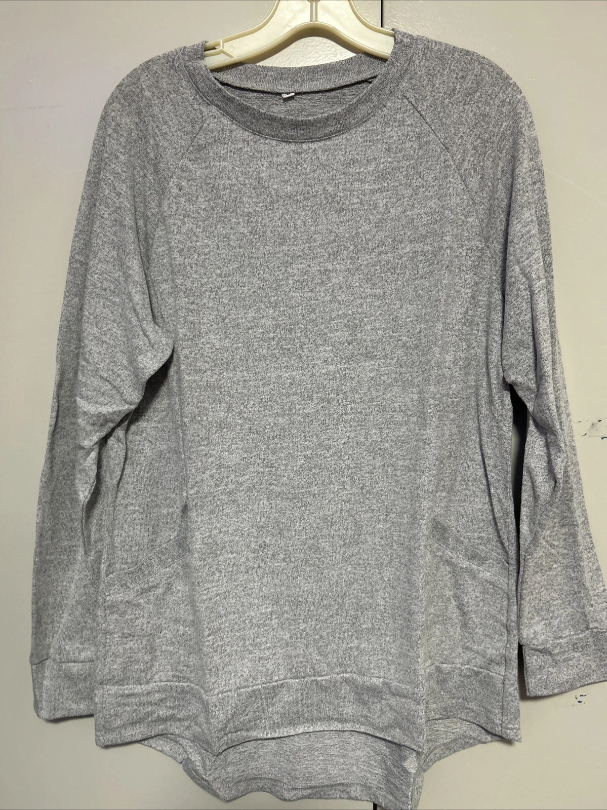 Womens Casual Color Block Long Sleeve Round Neck Size M