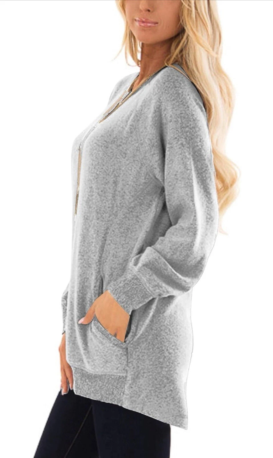 Womens Casual Color Block Long Sleeve Round Neck Size M - Image 3