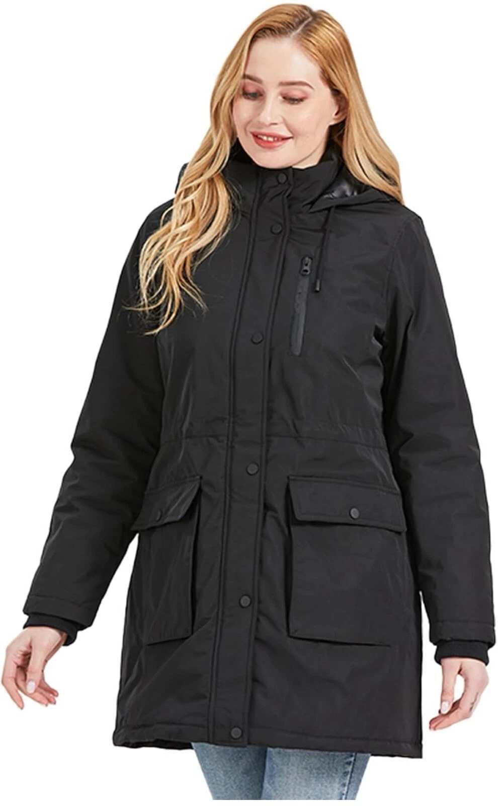 Anna Suhuan Black Slim-Fit Winter Jacket Hooded Women's Size 4 READ - Image 5