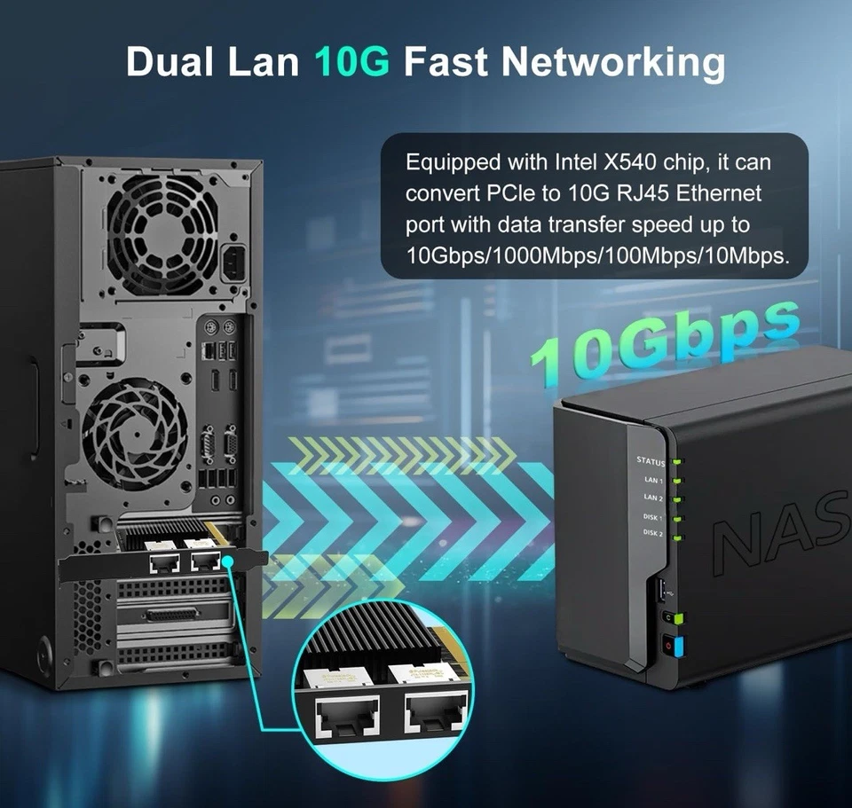 10G Dual RJ45 Port PCI-E Network Card, with X540 Controller - Image 5