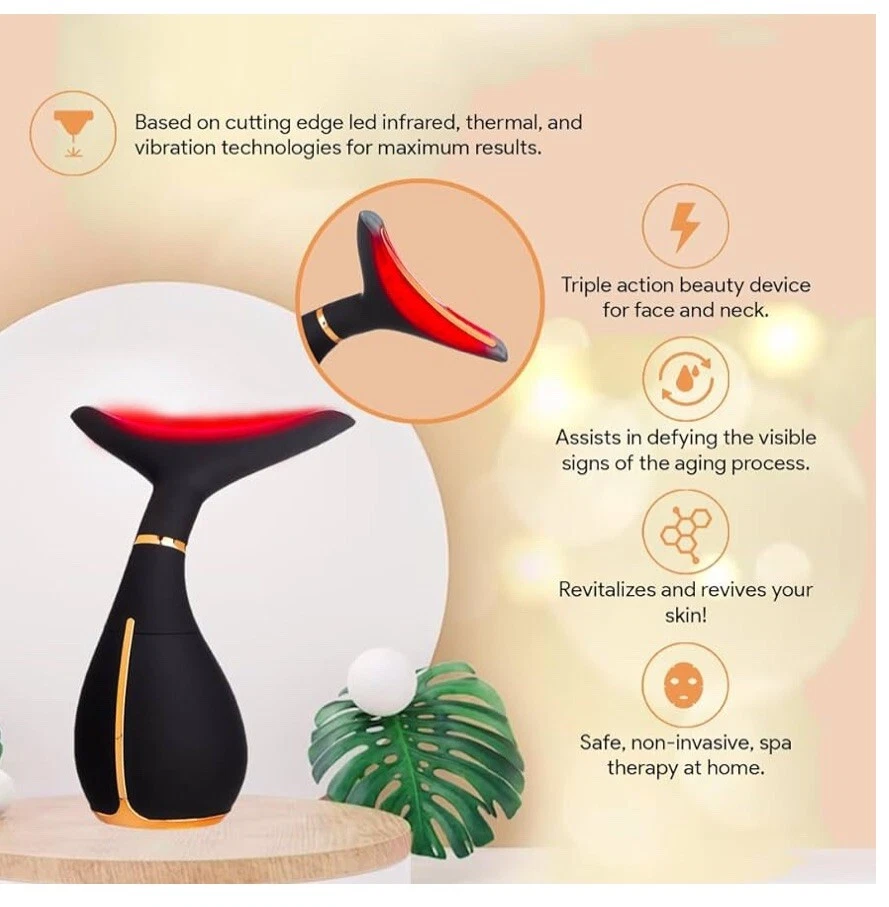 GLO24K Red Light Beauty Device for Face and Neck. Based on Triple Action L E D - Image 4