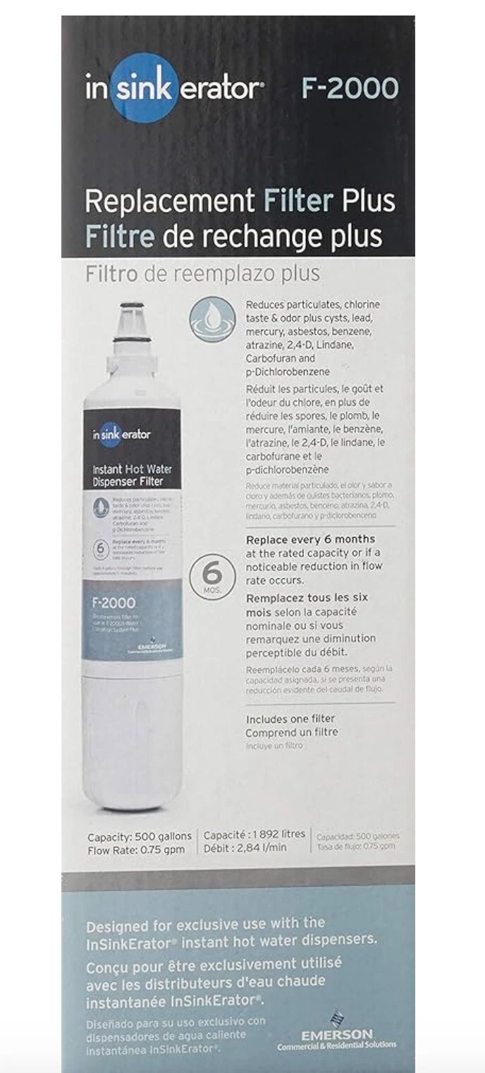 New InSinkErator F-2000 1 Count Pack of 1 White Filter Cartridge Original Seal P - Image 2