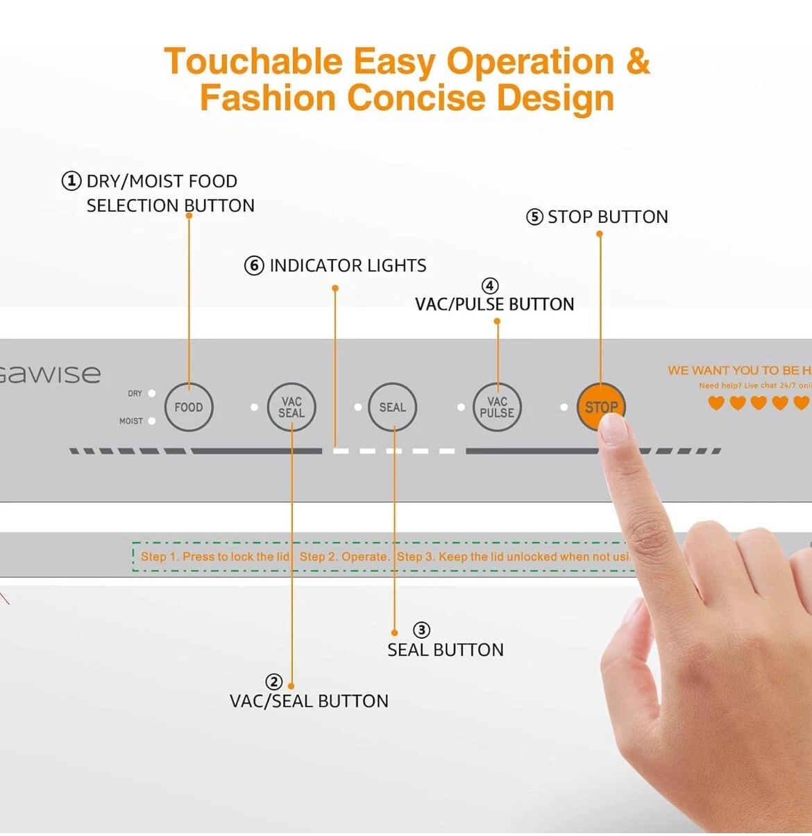 MegaWise Vacuum Sealer Machine | 80kPa Suction Power| Bags and Cutter Included - Image 2