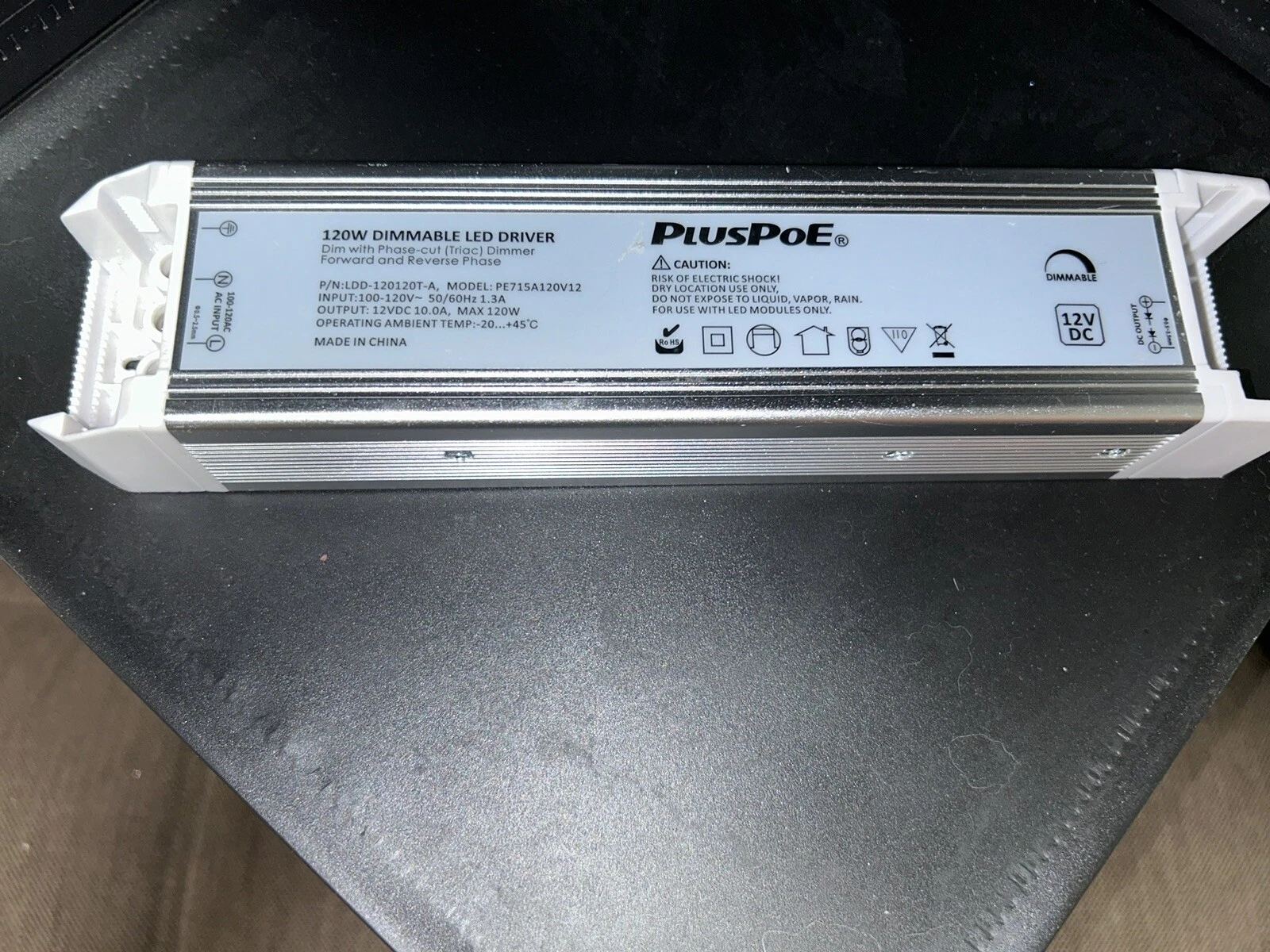120W Dimmable LED Driver, PLUSPOE 110V to 24V Dimming