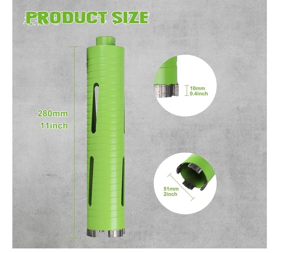 3-1/2" Concrete Core Drill Bit, 5/8"-11 Threaded Dry Core Drill Bit, 10" Dril... - Image 6