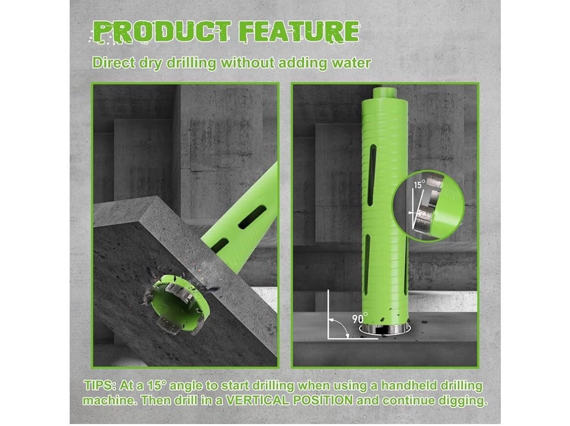 3-1/2" Concrete Core Drill Bit, 5/8"-11 Threaded Dry Core Drill Bit, 10" Dril... - Image 4