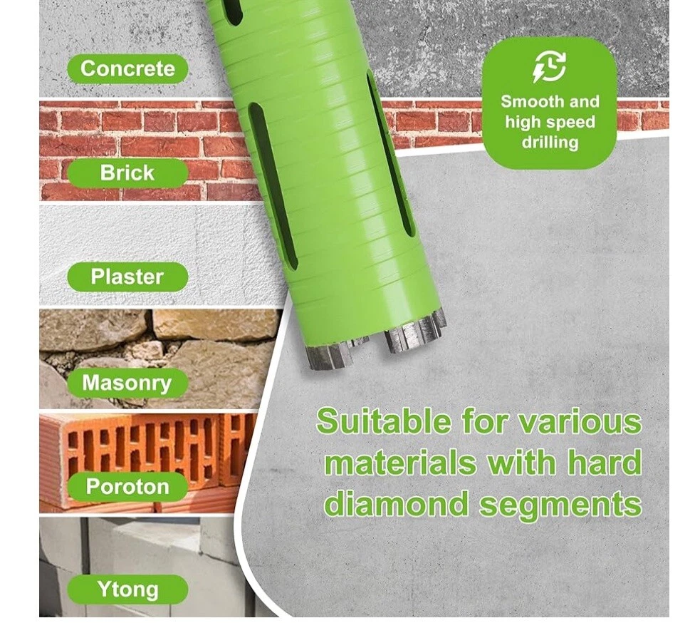 3-1/2" Concrete Core Drill Bit, 5/8"-11 Threaded Dry Core Drill Bit, 10" Dril... - Image 2